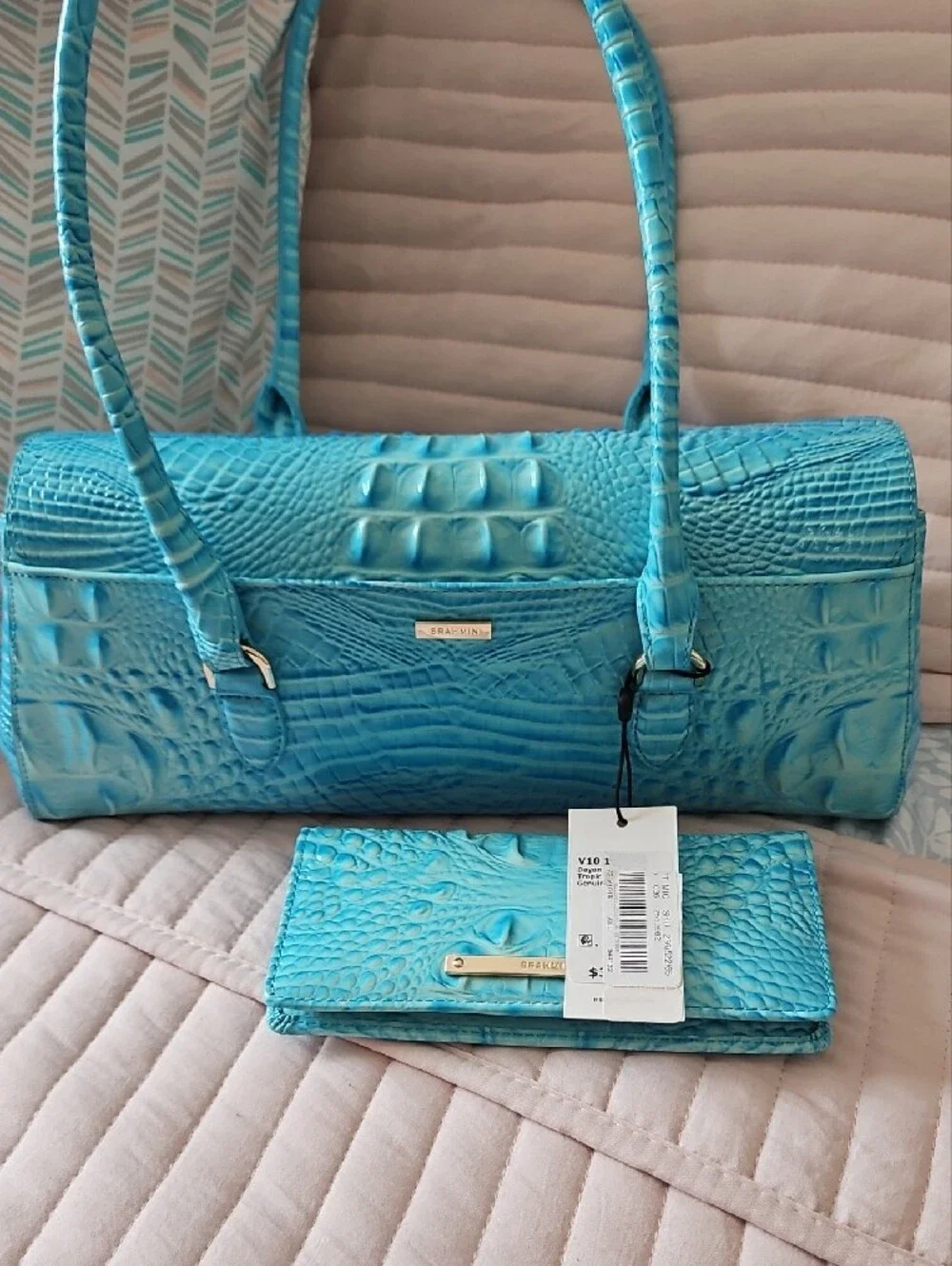 Brahmin turquoise croc